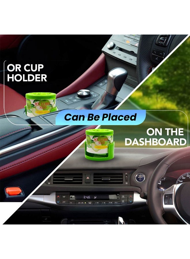 مجموعة من 3 قطع من معطر الجو للسيارة من ماي لوبي نيو برائحة التفاح الأخضر، معطر جو جل غير سام للاستخدام في السيارة والمنزل والمكتب، رائحة منعشة تدوم طويلاً، يمكن وضعه على لوحة القيادة أو في حامل الأكواب، مزيل روائح صديق للبيئة. - Image 5